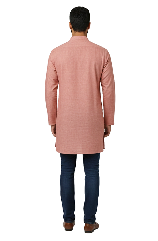 peach-toned solid kurta