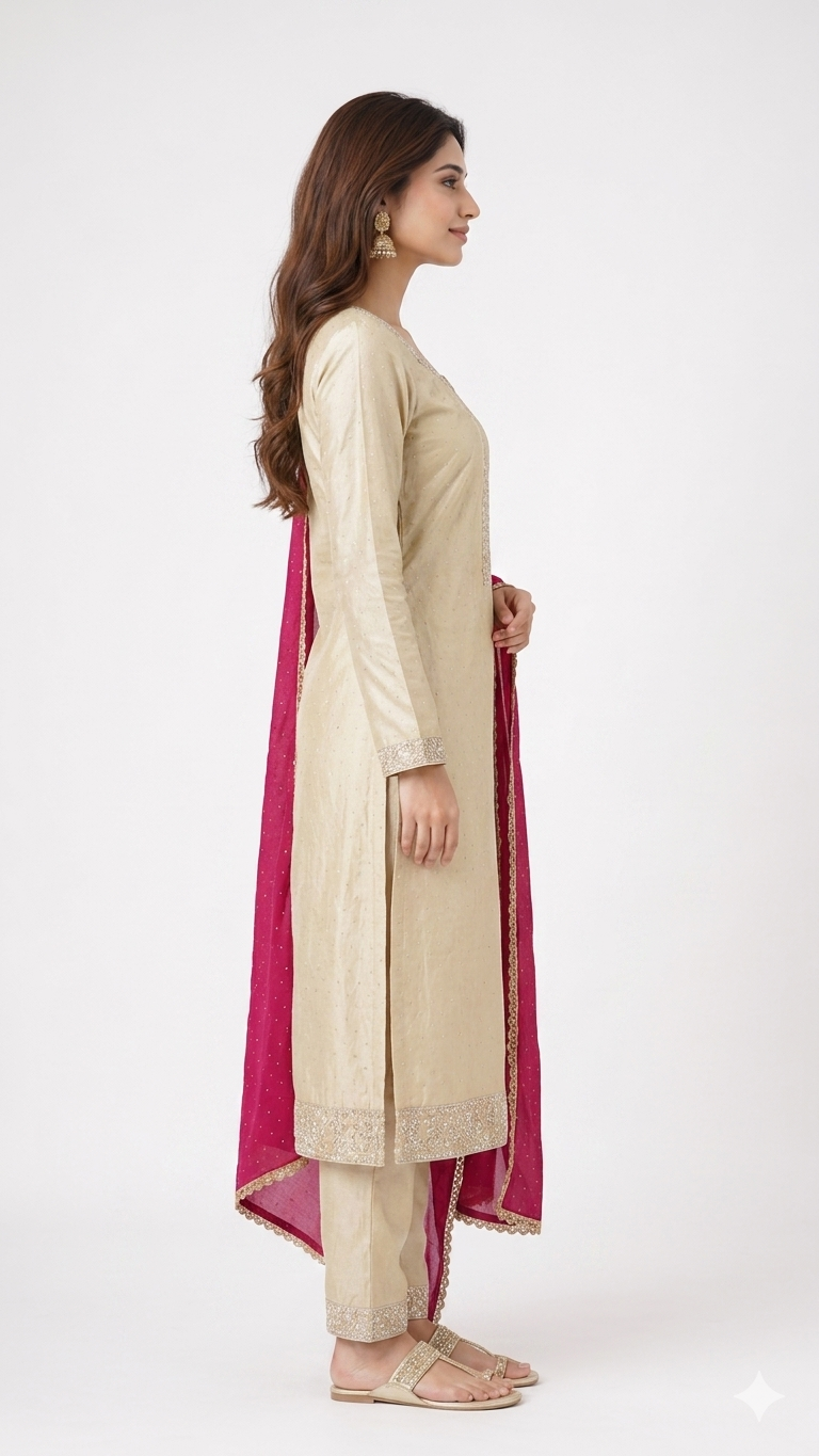 Kurta set-Women-Beige-Grace