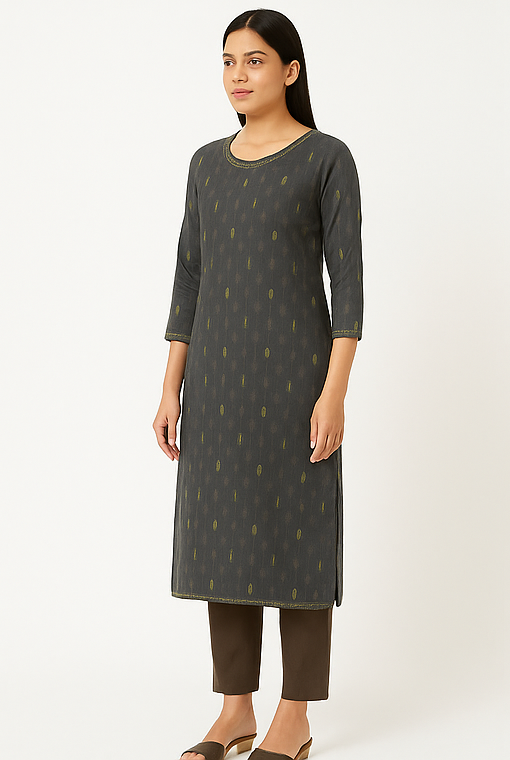 Nira Olive Ikat Kurta