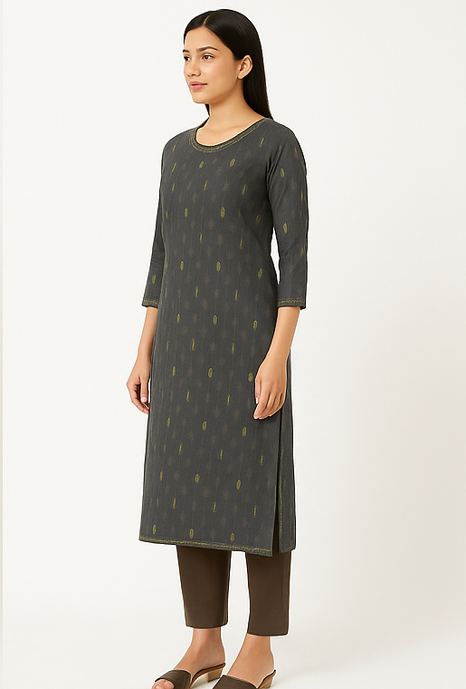 Nira Olive Ikat Kurta