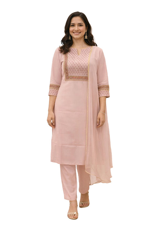 Women Printed Regular Kurta with Trousers & Dupatta
