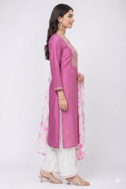 Kurta set-Women-Pink