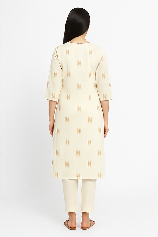 Aarna Cream Ikat-Inspired Kurta