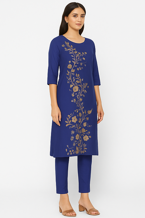 Royal Blue Embroidered Kurta