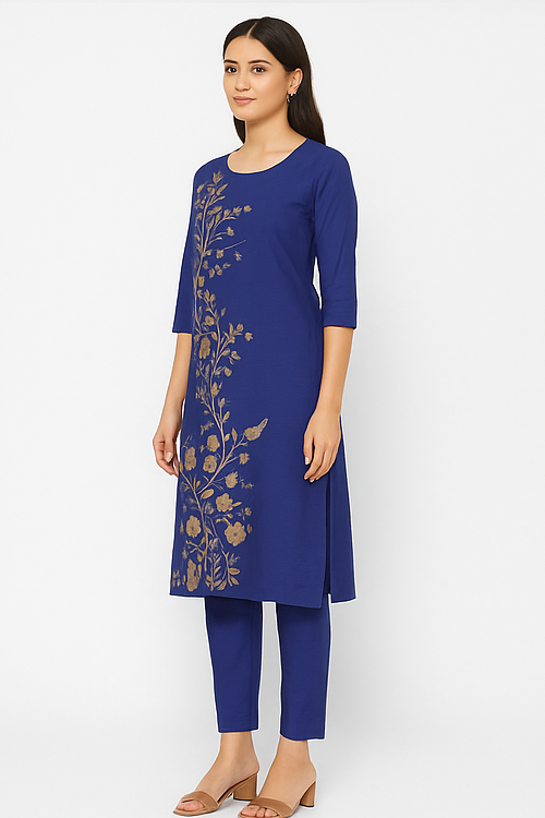 Royal Blue Embroidered Kurta