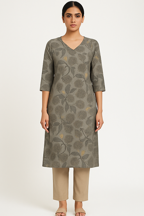 Sage Bloom Embroidered Kurta