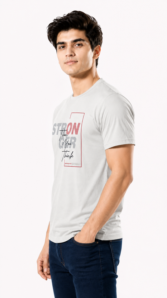 Men's Power Stronger Graphic T-Shirt – Light Grey