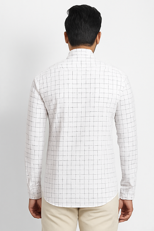 White Grid Check Cotton Shirt