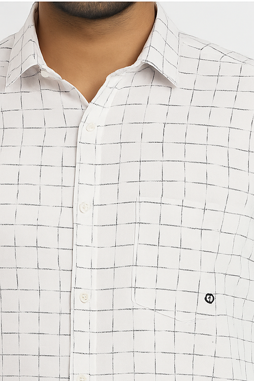 White Grid Check Cotton Shirt