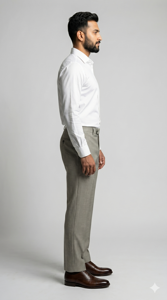 Pants Men- Silver Ash Grey Check