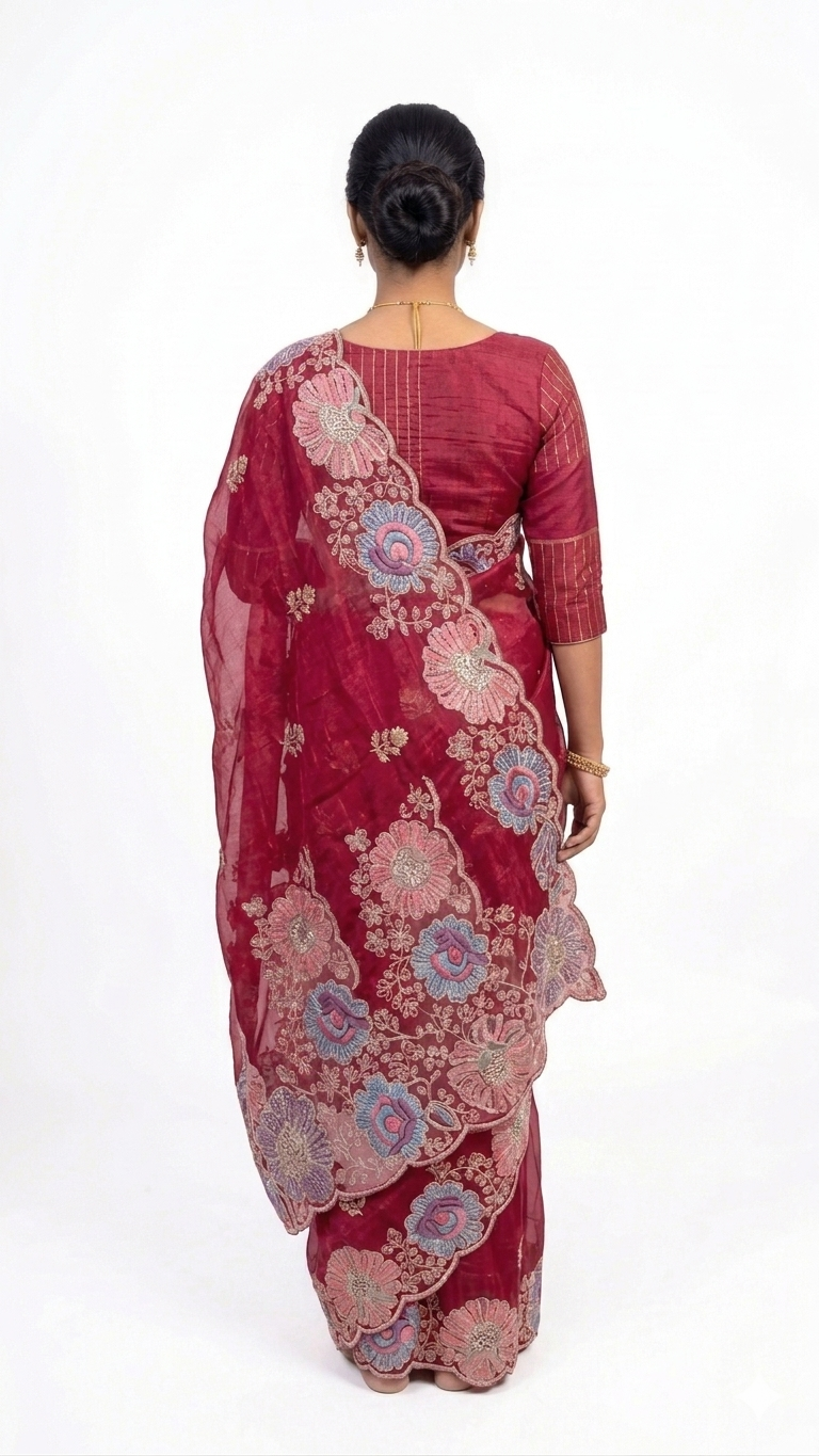 Soft Organza-Red Saree