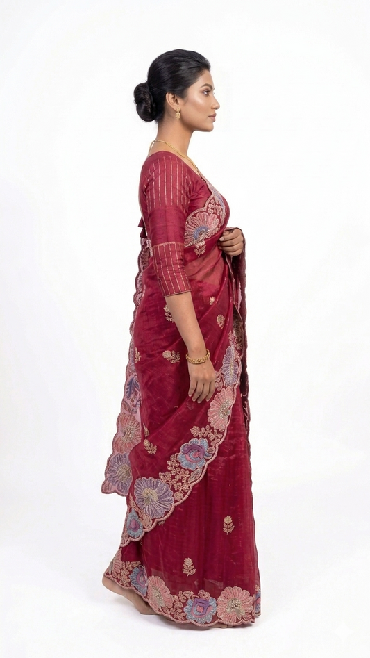 Soft Organza-Red Saree