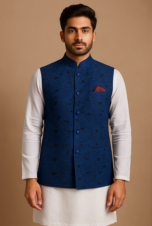 Sapphire Mirage Custom-Tailored Ethnic Waistcoat