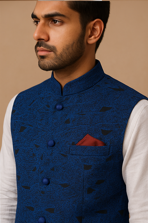 Sapphire Mirage Custom-Tailored Ethnic Waistcoat