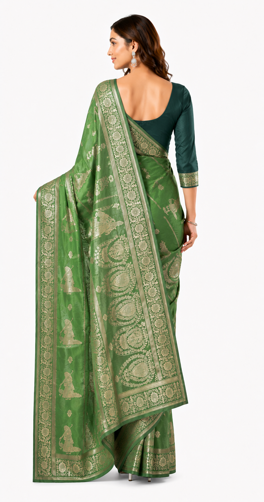 Silk-Green-Gold(Dark Emerald Green)