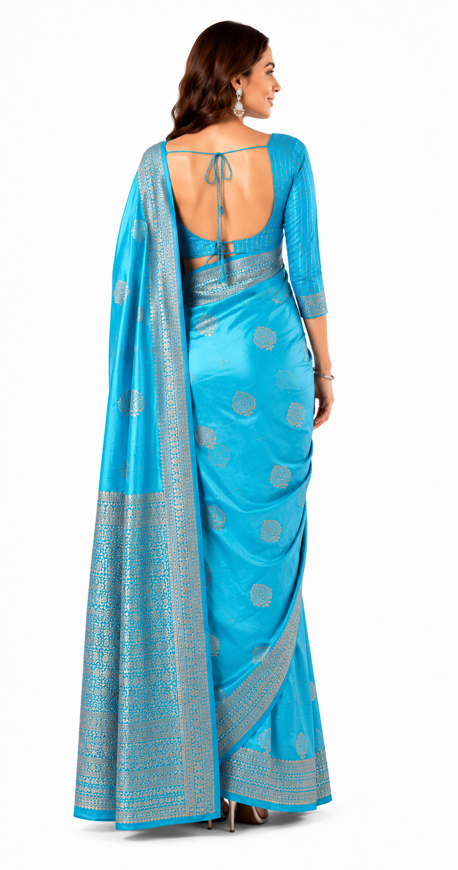 Raw Silk-Turquoise Blue Saree