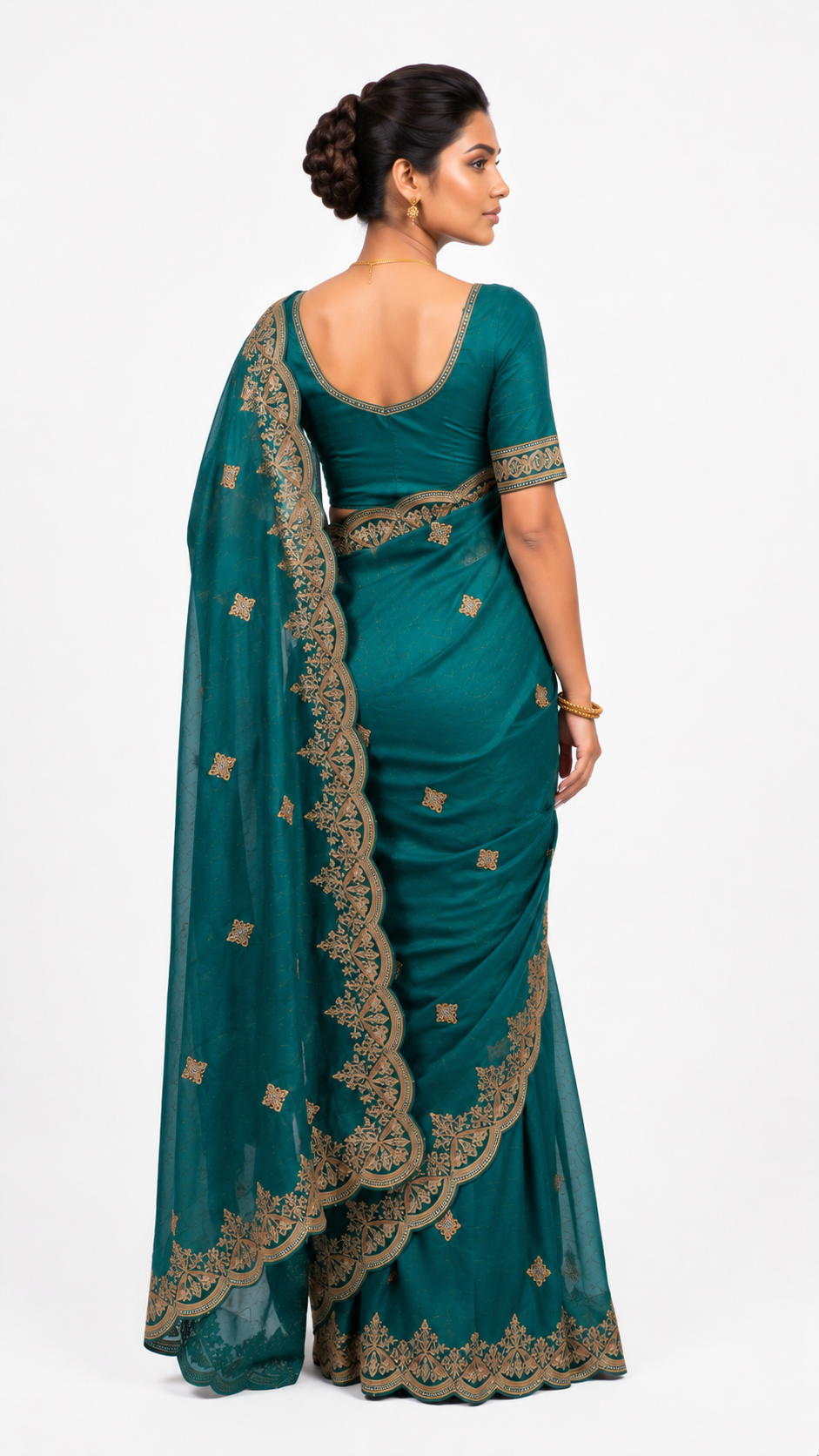 Soft Organza Silk-Deep Emerald Green Saree