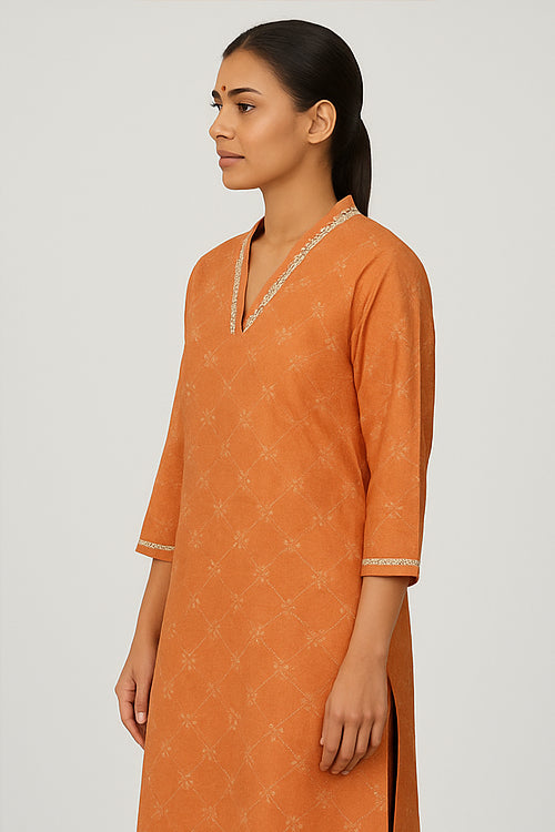 Surya Rust Cotton Kurtha