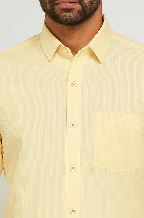 Lemon Yellow Pinstripe Formal Shirt