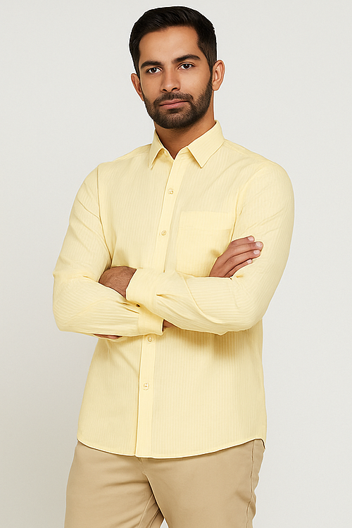 Lemon Yellow Pinstripe Formal Shirt