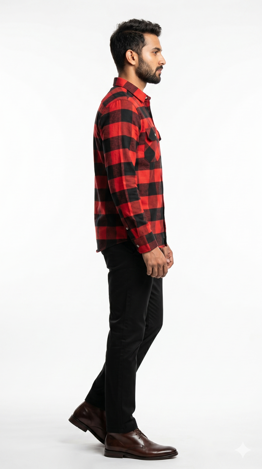 Men Everyday Red Checkered