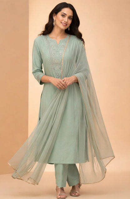 Women Printed Regular Kurta with Trousers & Dupatta
