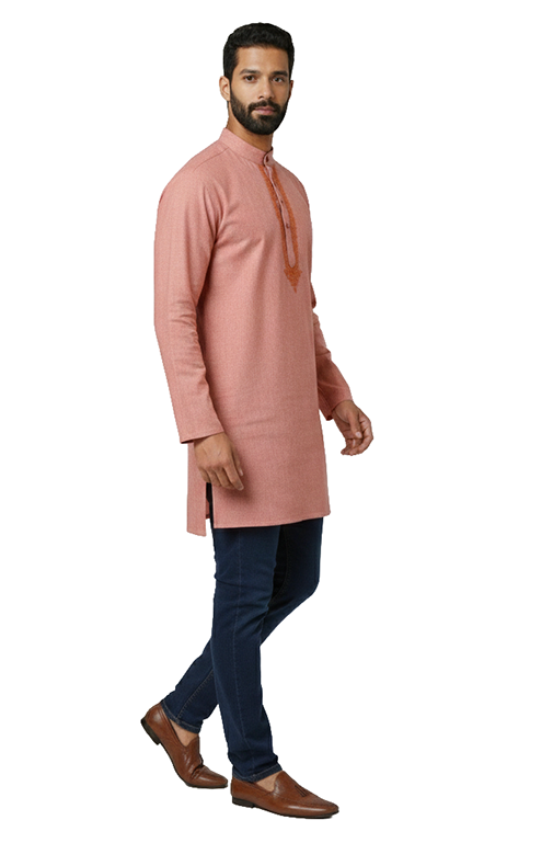 peach-toned solid kurta