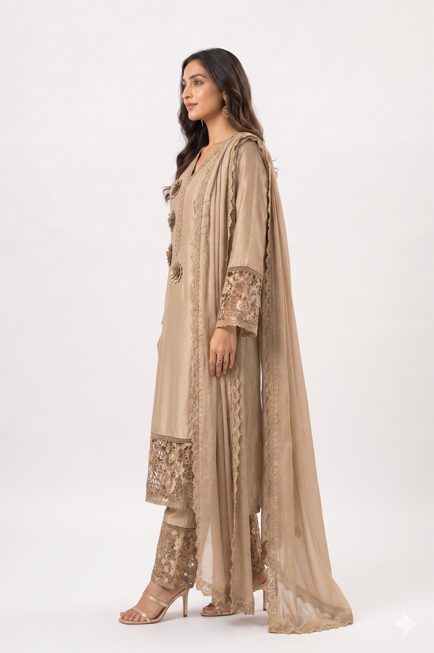 Kurta set-Women-Beige