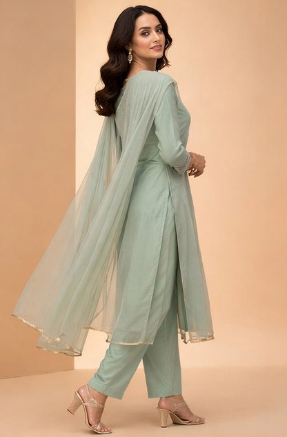 Women Printed Regular Kurta with Trousers & Dupatta