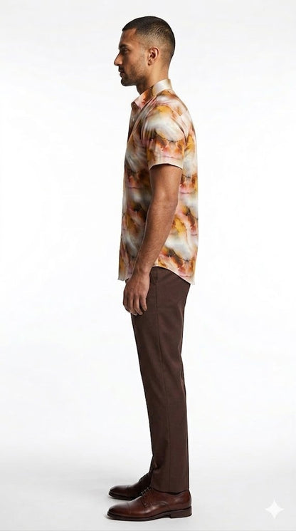 Men's Multicolor Watercolor Abstract Print Shirt