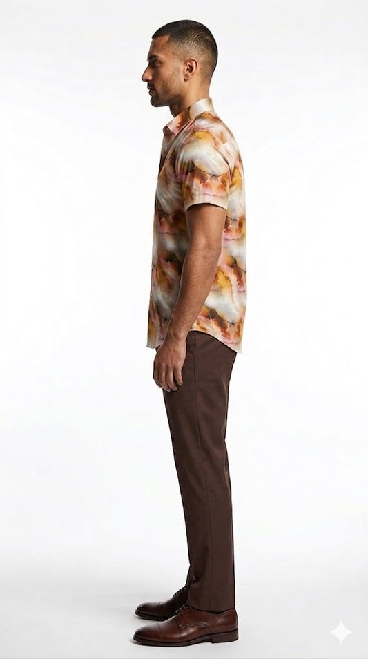 Men's Multicolor Watercolor Abstract Print Shirt