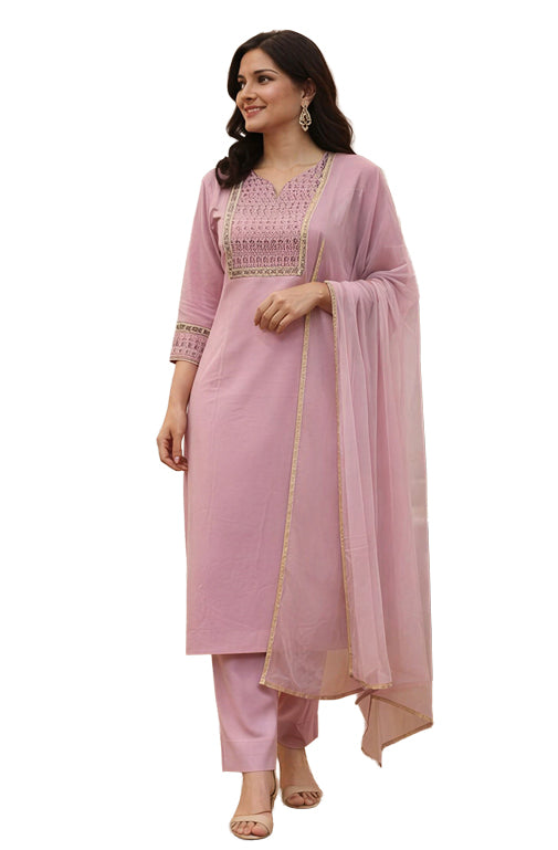 Women Printed Regular Kurta with Trousers & Dupatta