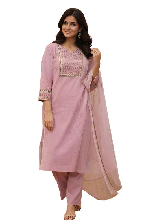 Women Printed Regular Kurta with Trousers & Dupatta