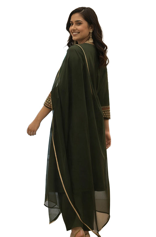 Women Printed Regular Kurta with Trousers & Dupatta