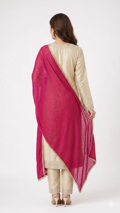 Kurta set-Women-Beige-Grace