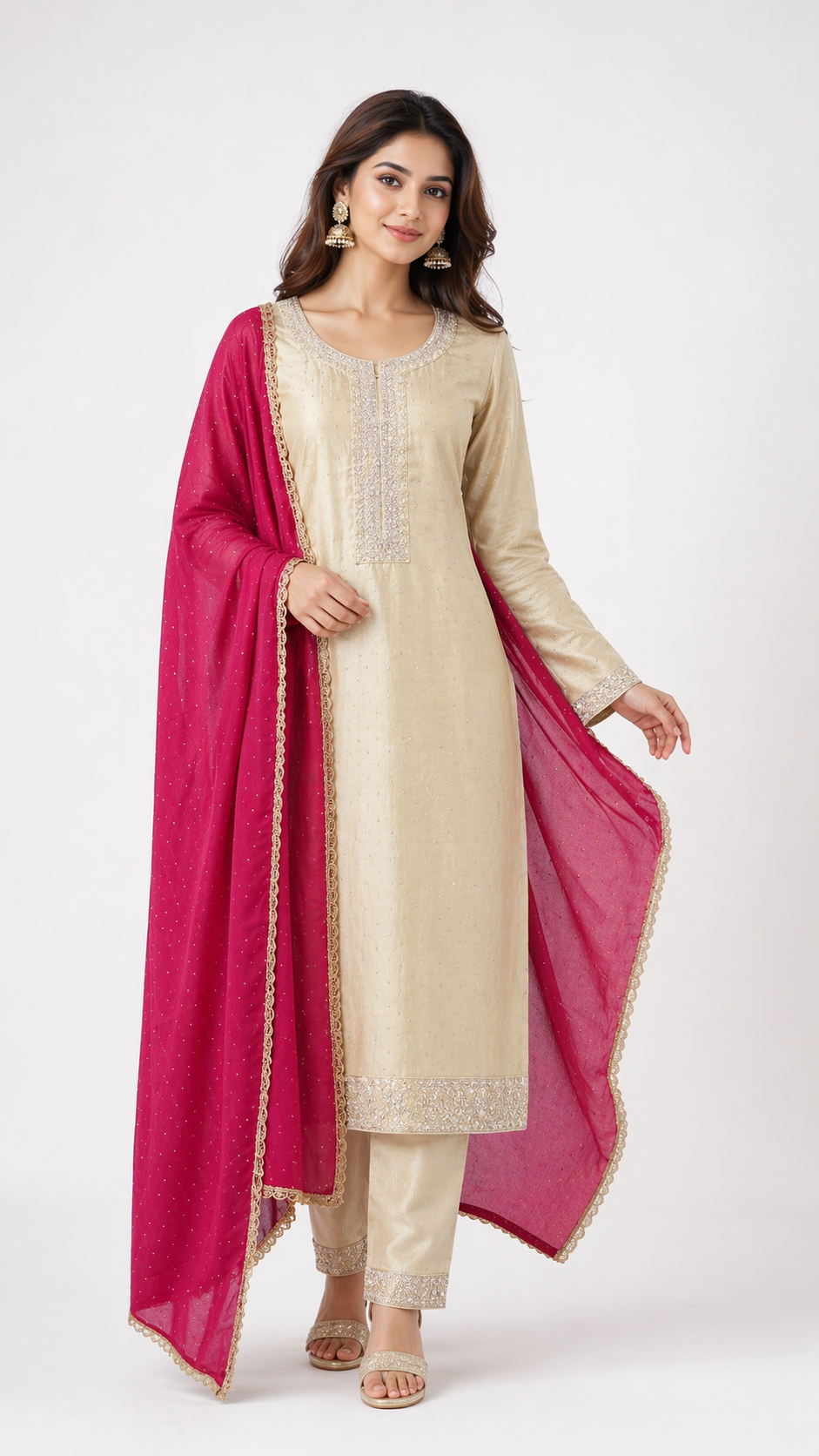 Kurta set-Women-Beige-Grace