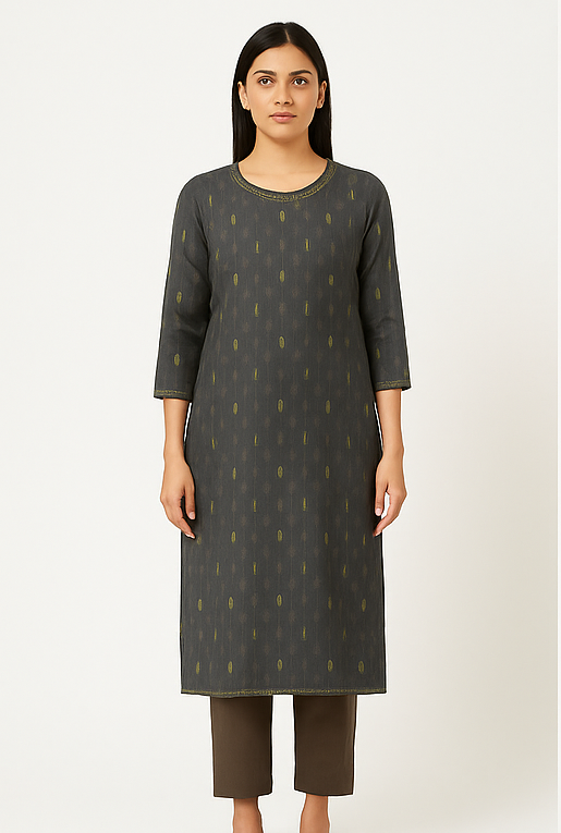Nira Olive Ikat Kurta