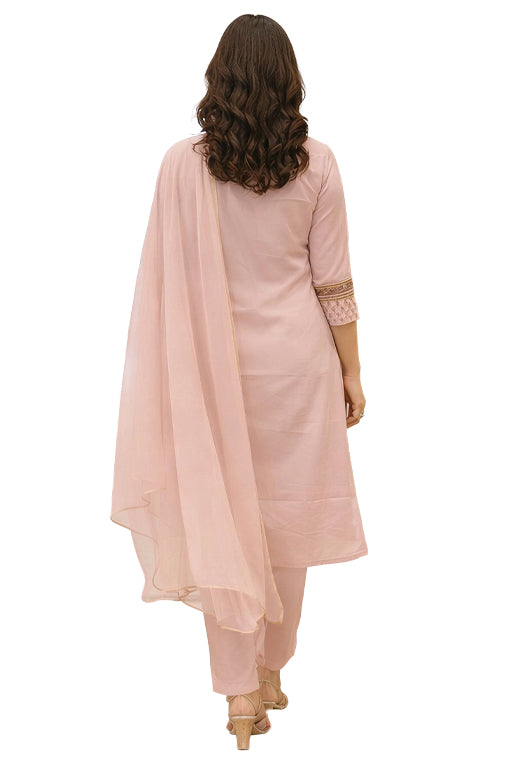 Women Printed Regular Kurta full set- Pastel Peach