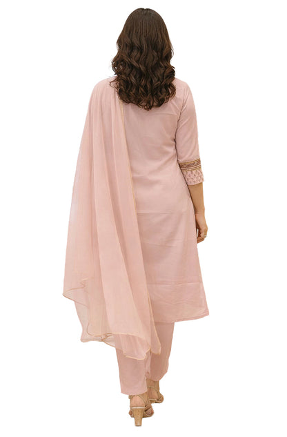 Women Printed Regular Kurta full set- Pastel Peach
