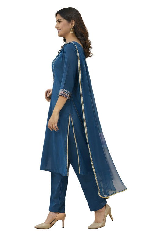 Women Printed Regular Kurta with Trousers & Dupatta