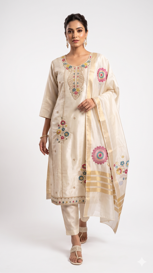 Kurta set- Women-Beige