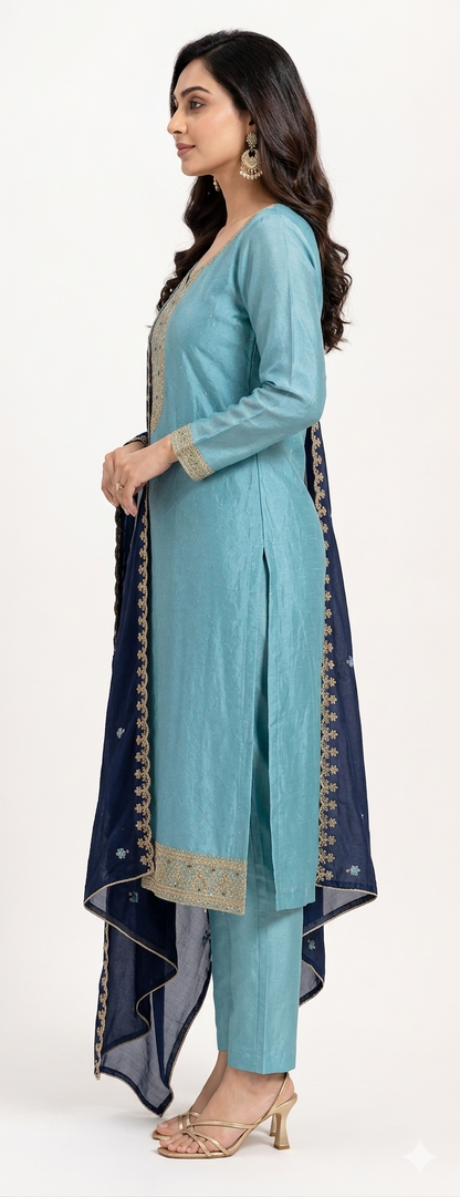 Kurta set-Women-Carolina Blue