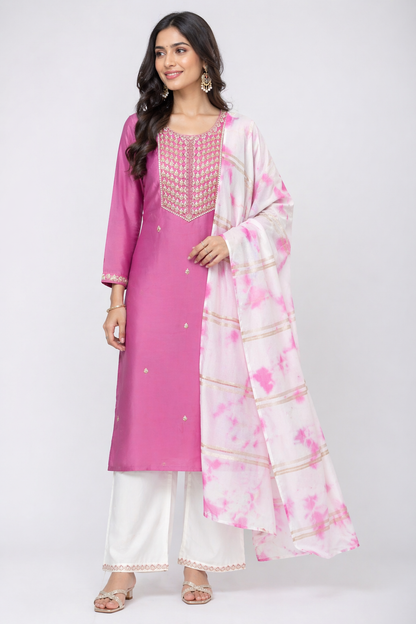 Kurta set-Women-Pink