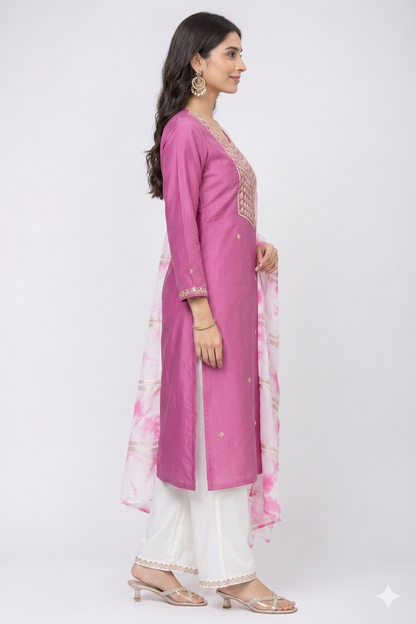 Kurta set-Women-Pink