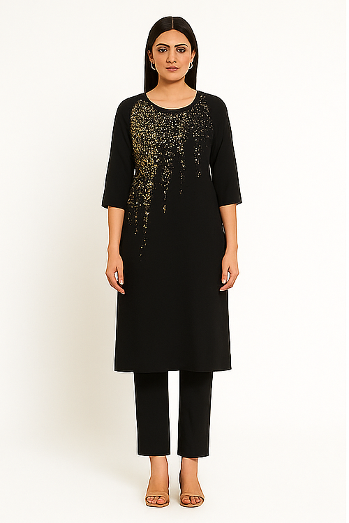 Black Embellished Kurta