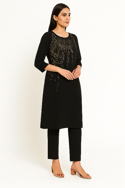 Black Embellished Kurta