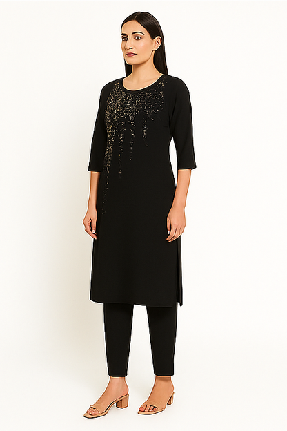 Black Embellished Kurta