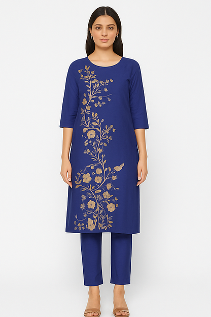 Royal Blue Embroidered Kurta