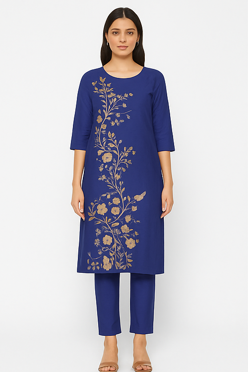 Royal Blue Embroidered Kurta