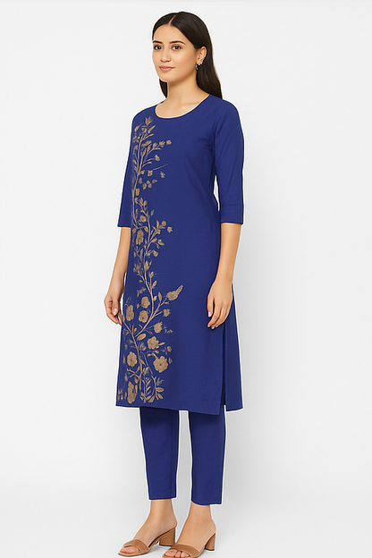 Royal Blue Embroidered Kurta